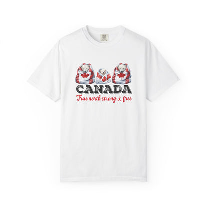 Canada True North Strong & Free Unisex T-Shirt Polar Bears Wrapped in Canada Flag