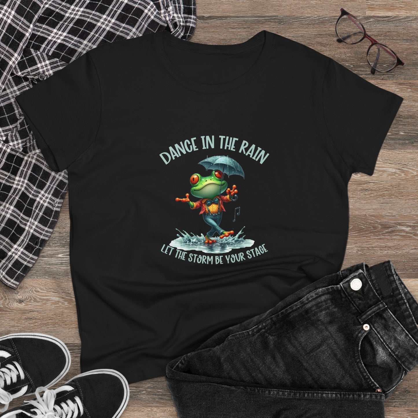 Dance in the Rain let the storm be your stage Womans semi fit Tee