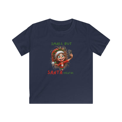 Small but Santa-Mental kids Tee - Fun Holiday T-Shirt, Christmas Gift, Youth Apparel, Cute Shirt for Kids, Santa-Themed Outfit