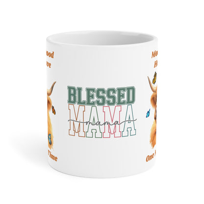 Moo-therhood, herding love,  One MOO at a time, Blessed Mama Ceramic Mug