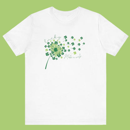 "Make a wish" Lucky Clover Short Sleeve Tee