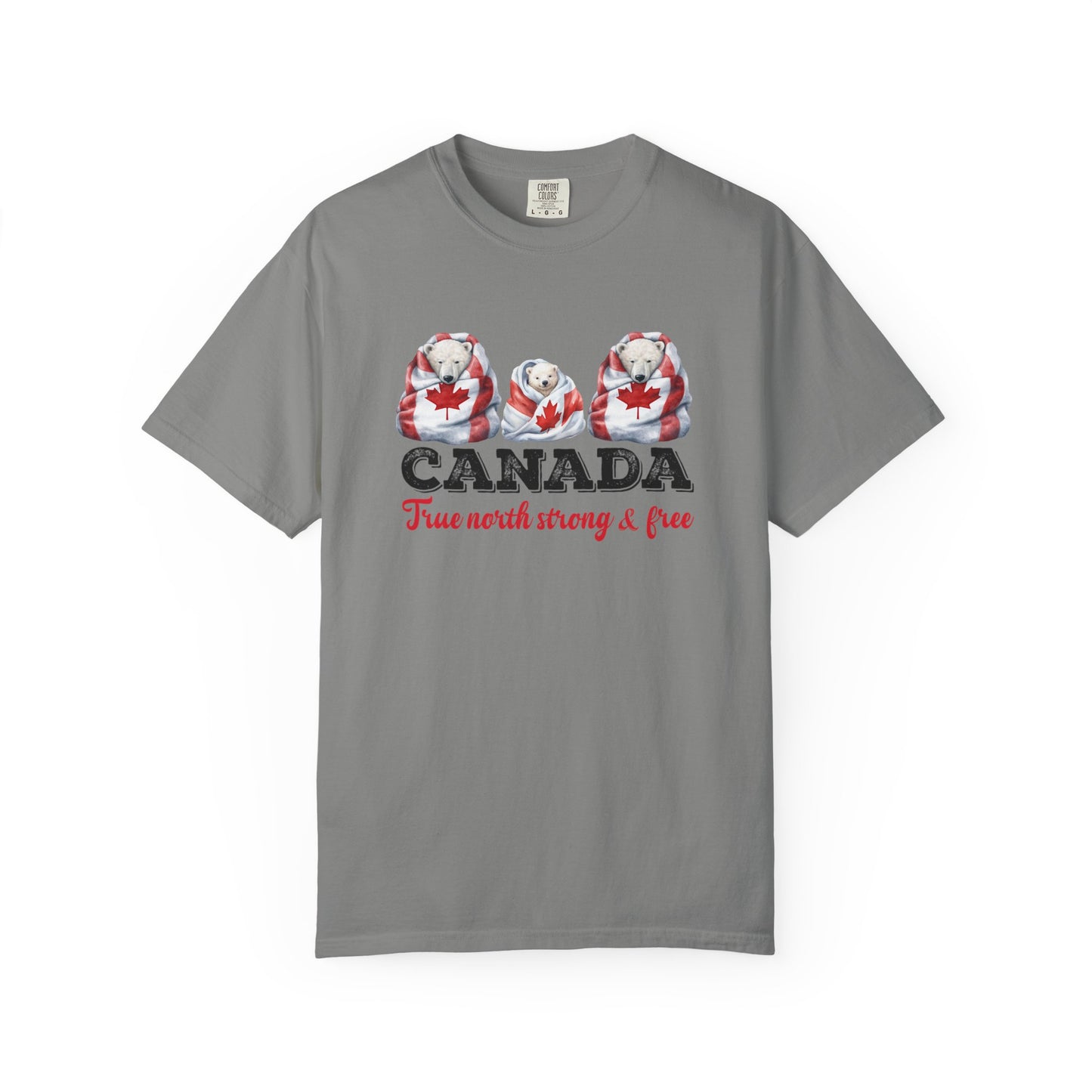 Canada True North Strong & Free Unisex T-Shirt Polar Bears Wrapped in Canada Flag