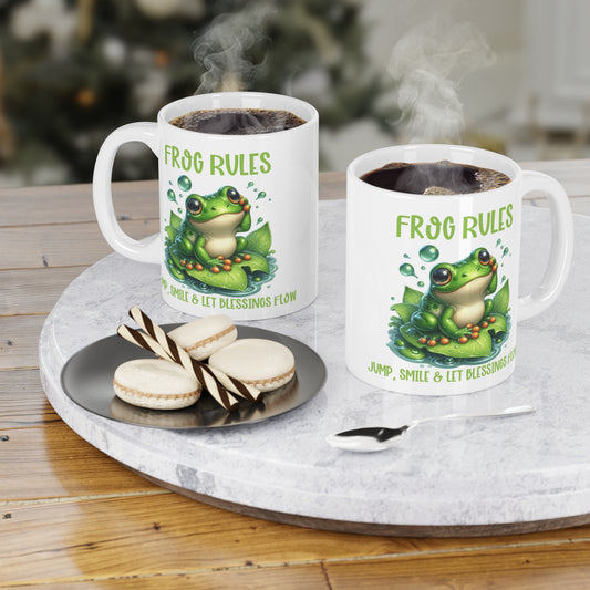 Frog rules Jump smile let the blessings flow, Frog Mug