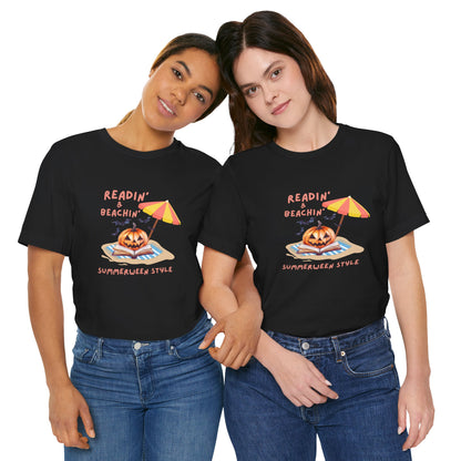 Readin and Beachin Pumpkin Reading Tee