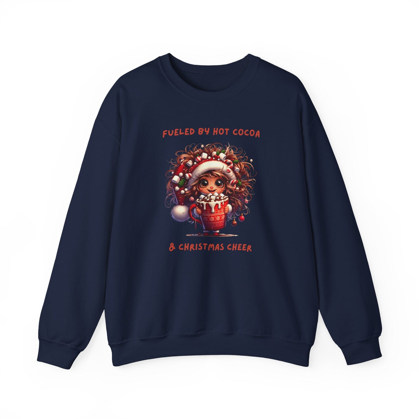 Sassy Elf Fueled by hot cocoa and Christmas Cheer Sweatshirt