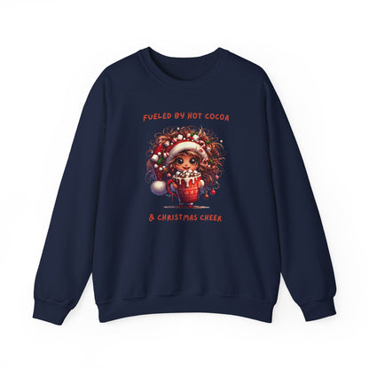 Sassy Elf Fueled by hot cocoa and Christmas Cheer Sweatshirt