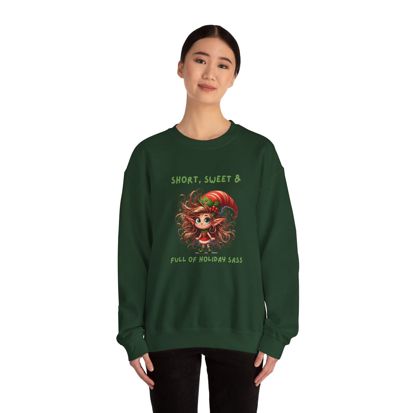 Short, Sweet, full of Holiday Sassy, Sassy Elf Holiday Sweatshirt, Cute Christmas Crewneck, Funny Seasonal Apparel, Unisex Gift for Friends, Holiday Party Outfit