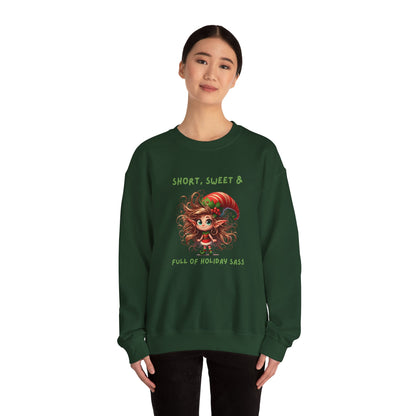 Short, Sweet, full of Holiday Sassy, Sassy Elf Holiday Sweatshirt, Cute Christmas Crewneck, Funny Seasonal Apparel, Unisex Gift for Friends, Holiday Party Outfit