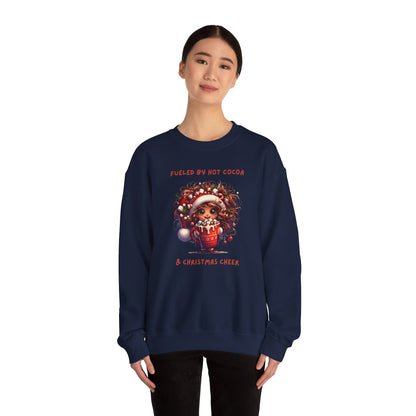 Sassy Elf Fueled by hot cocoa and Christmas Cheer Sweatshirt