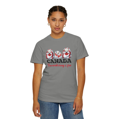 Canada True North Strong & Free Unisex T-Shirt Polar Bears Wrapped in Canada Flag