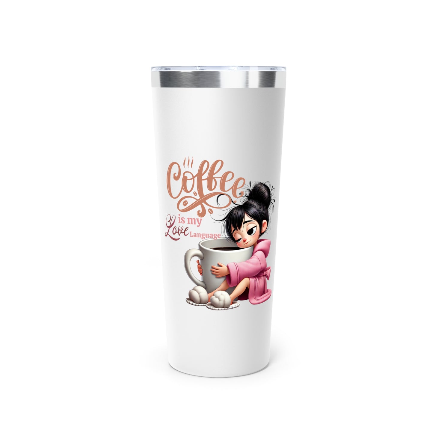 Coffee Is My Love Language Cozy Dark Hair Girl 22oz Tumbler